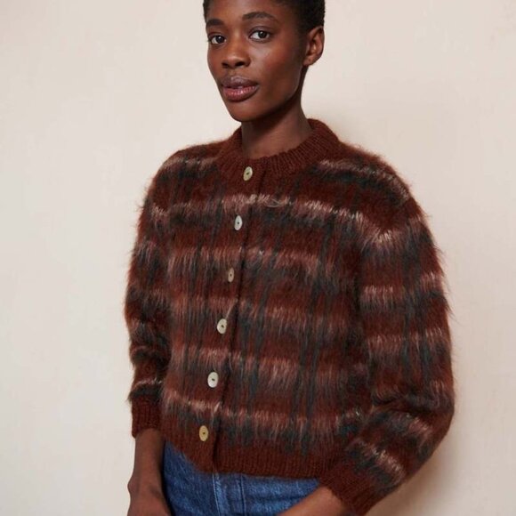 Maria Stanley Brushed Cardi Maple Plaid - Picture 1 of 6